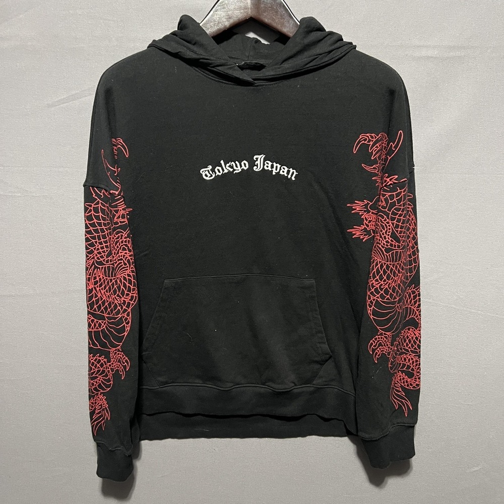 Tokyo Japan Dragon Hoodie Mens Large Black Land Of The Rising Sun Graphic Text